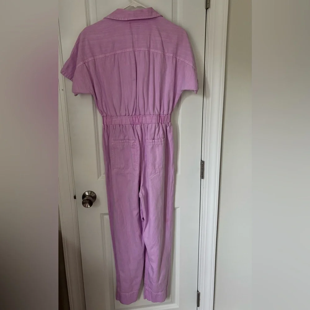 Women’s Purple Short-Sleeve Utility Jumpsuit - Picture 4 of 4